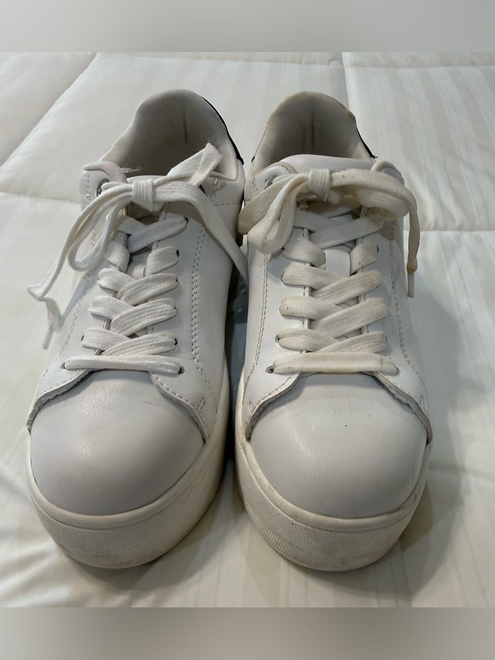 Steve Madden White Faux Leather Platform Sneakers